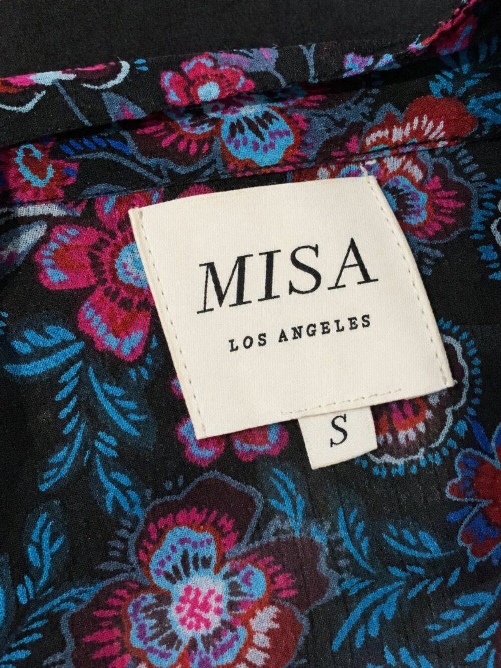 MISA Los Angeles Floral Semi Sheer Blouse Bell Sleeve Size S - Picture 6 of 6